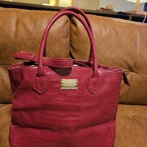 Badgley Mischka Red Crocodile-Embossed Tote